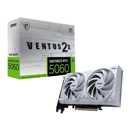 MSI NVIDIA GeForce RTX 5060 8GB VENTUS 2X OC WHITE Blackwell Graphics Card
